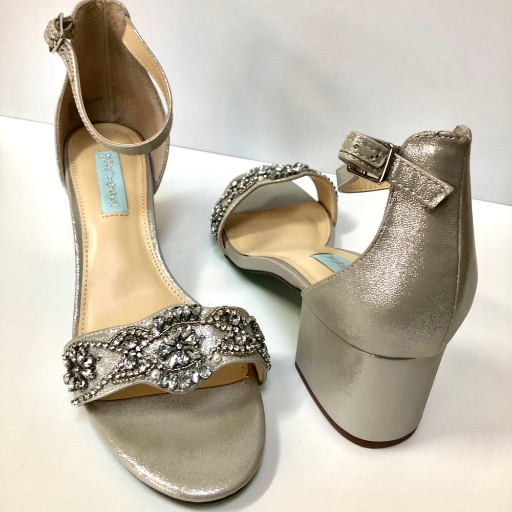 Betsey Johnson Mel Chunky Heel Sandals in Silver - Picture 7 of 8